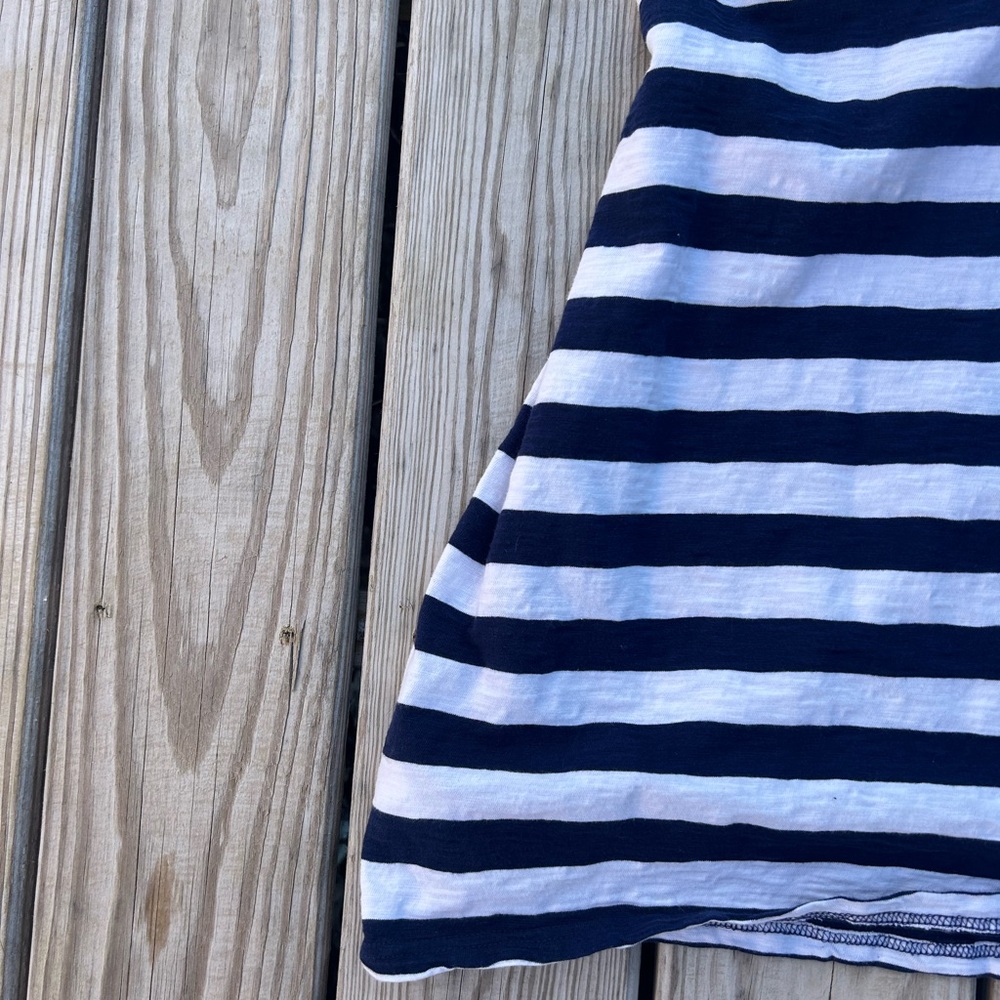 J Crew Navy White Striped‎ Tie Waist T-Shirt Dress in 100% Cotton | Sz L Classic - Picture 15 of 16